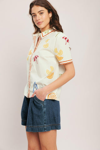 BEACH DAY CITRUS WOVEN TOP - Glamourous Grace