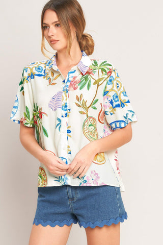 SUMMER PORCELAIN WOVEN TOP - Glamourous Grace