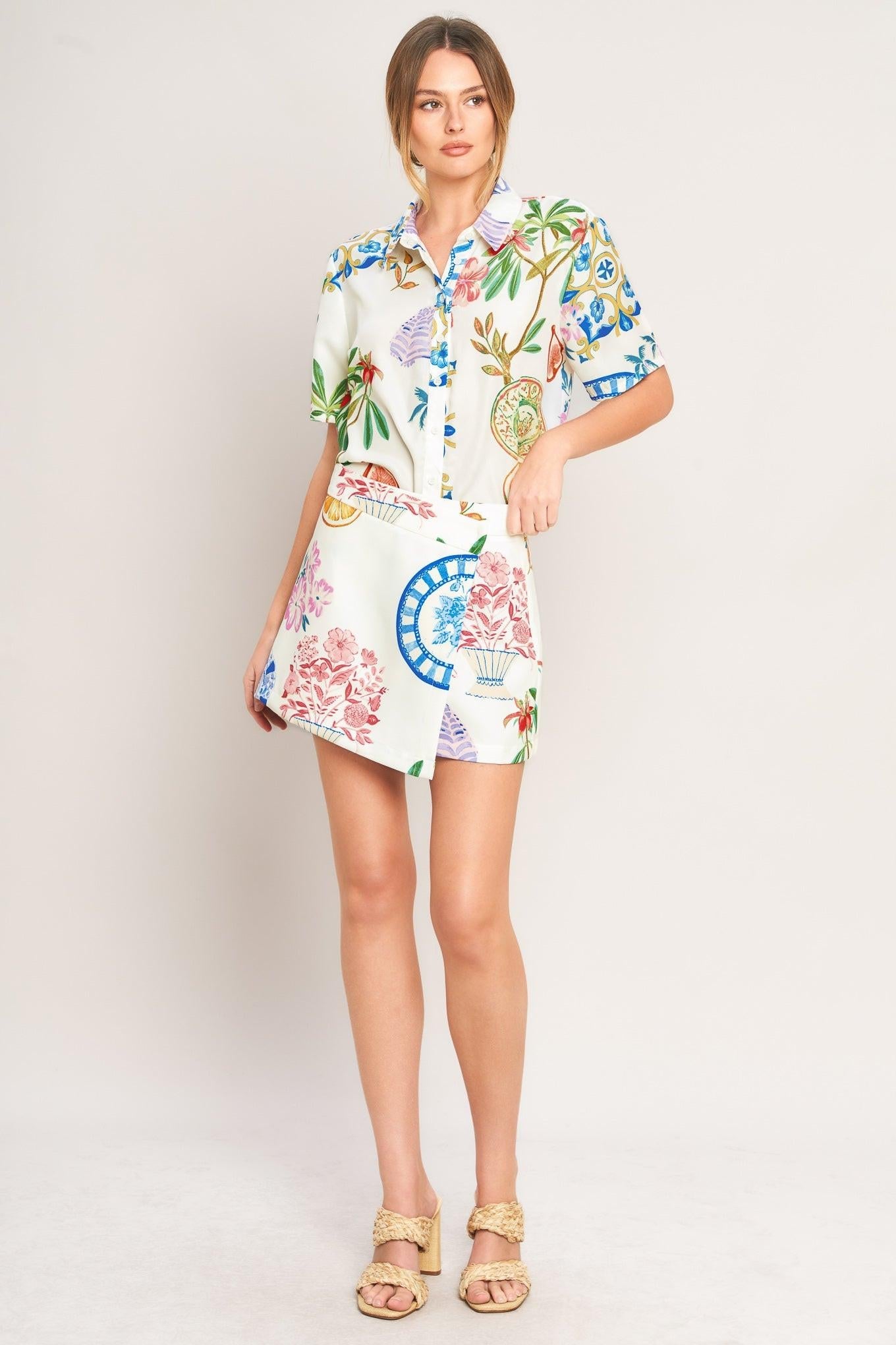 SUMMER PORCELAIN WOVEN TOP - Glamourous Grace