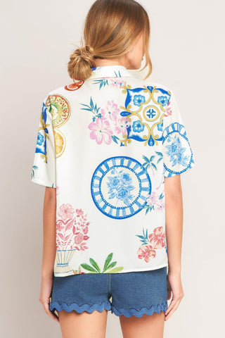 SUMMER PORCELAIN WOVEN TOP - Glamourous Grace