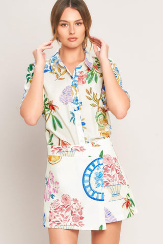 SUMMER PORCELAIN WOVEN TOP - Glamourous Grace