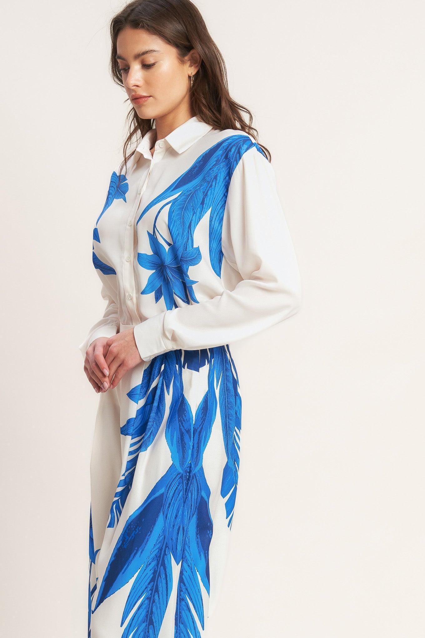 ASYMMETRICAL BOTANICAL WOVEN SHIRT - Glamourous Grace