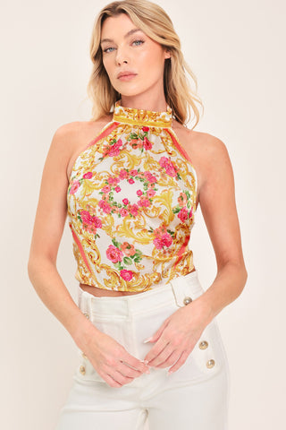 LUXE LOVE STORY WOVEN WOVEN CROP TOP - Glamourous Grace