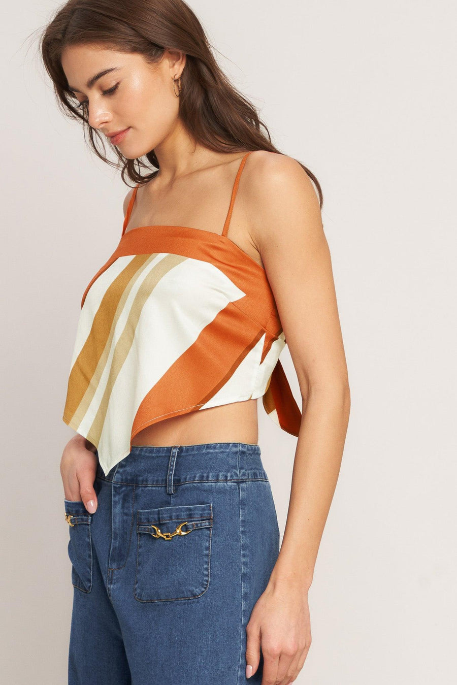 GOLDEN HORIZON WOVEN SCARF TOP - Glamourous Grace