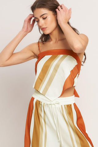 GOLDEN HORIZON WOVEN SCARF TOP - Glamourous Grace