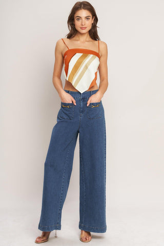 GOLDEN HORIZON WOVEN SCARF TOP - Glamourous Grace