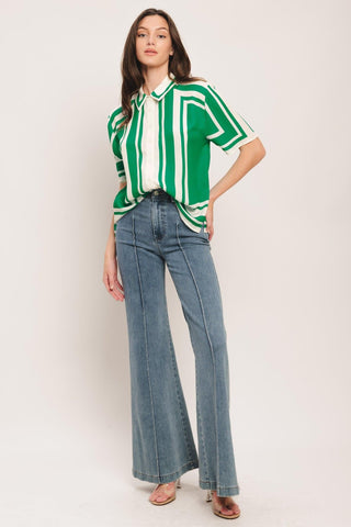 RIVIERA STRIPE WOVEN TOP - Glamourous Grace