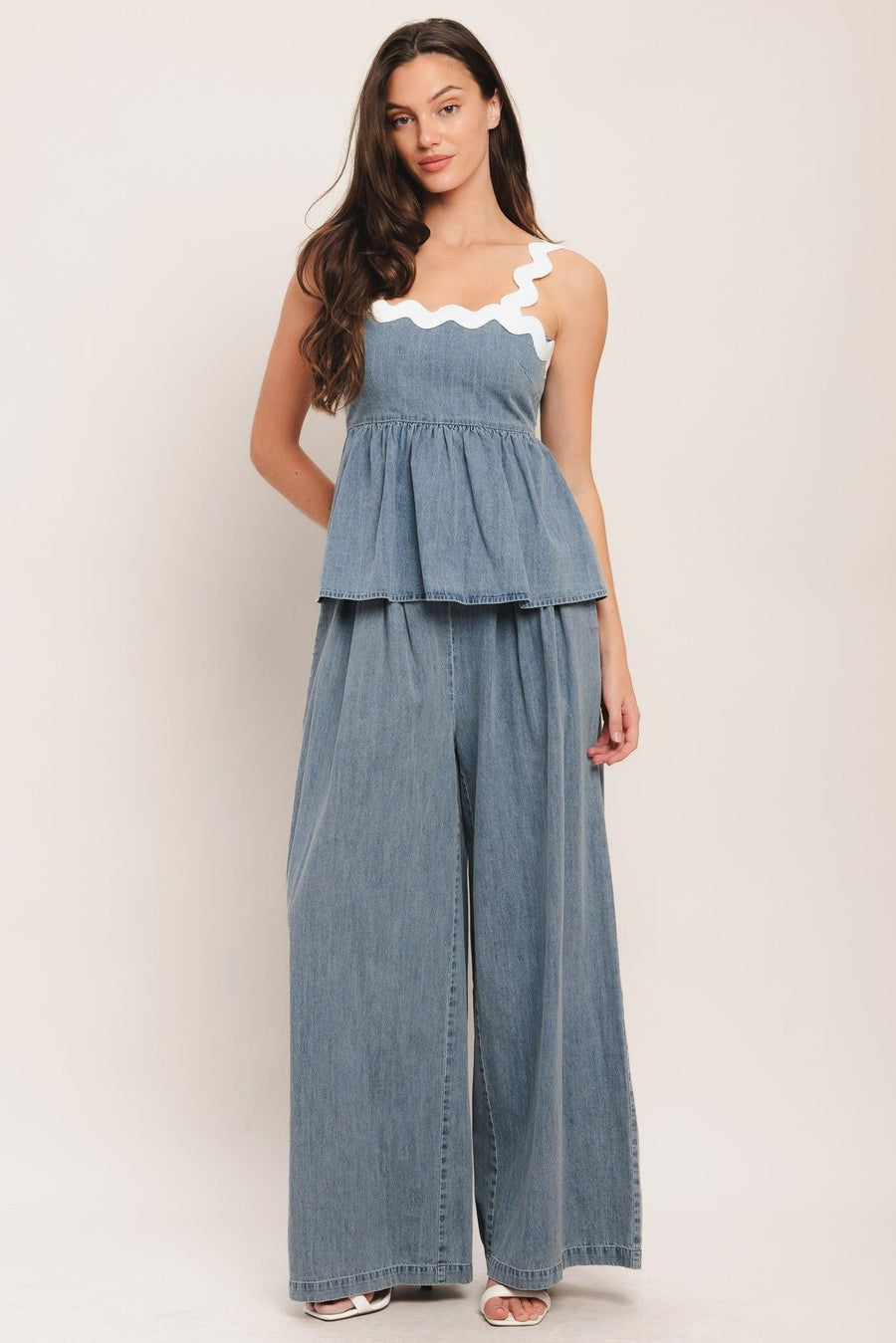RELAXED DRAPE LIGHTWEIGHT DENIM TOP - Glamourous Grace