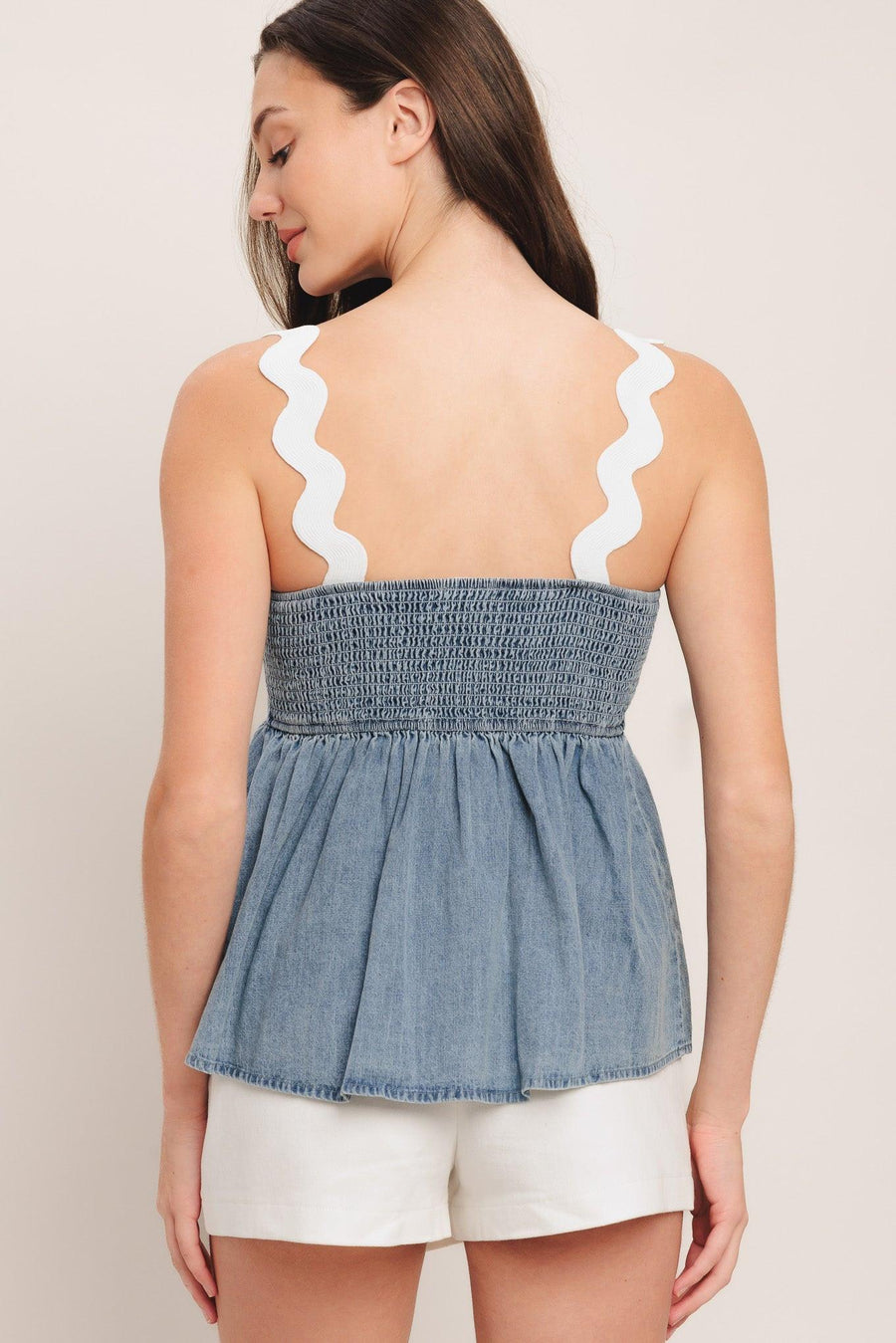 RELAXED DRAPE LIGHTWEIGHT DENIM TOP - Glamourous Grace