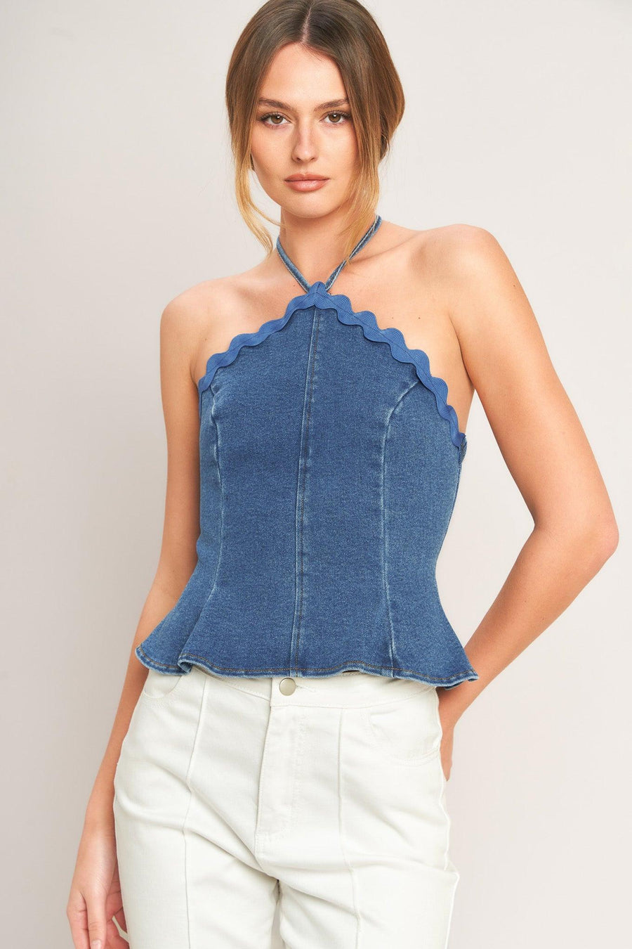 SUNNY DAY DENIM TOP - Glamourous Grace