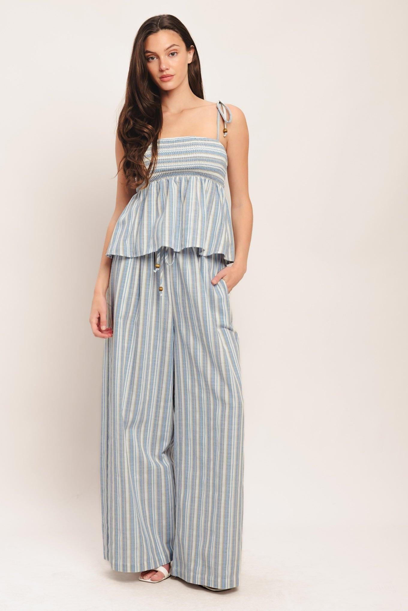 COASTAL DAY STRIP WOVEN TOP - Glamourous Grace