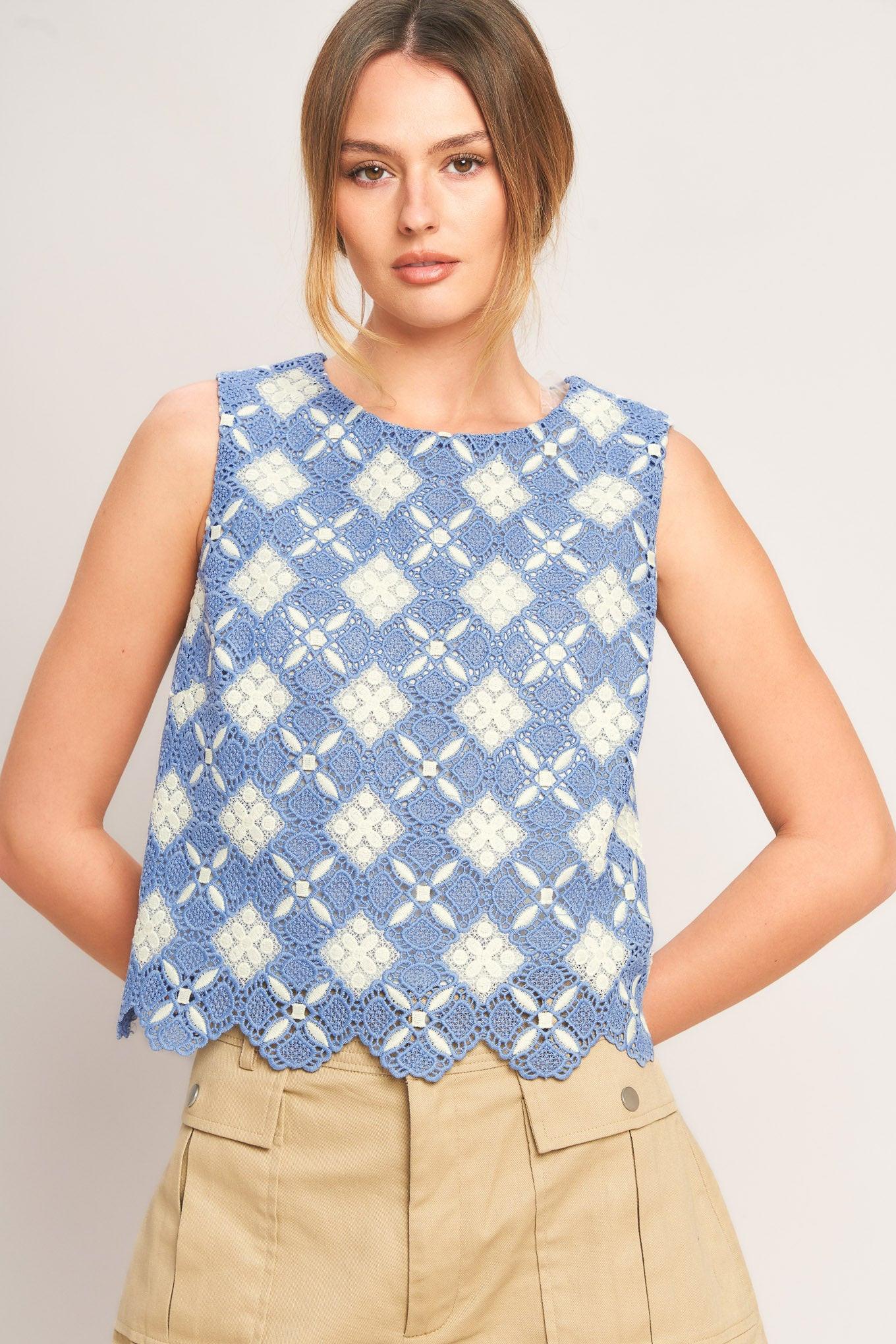 COASTAL WOVEN LACE TOP - Glamourous Grace