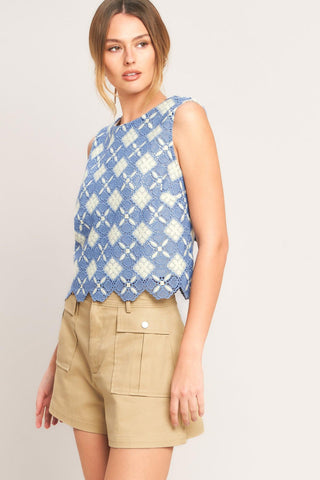 COASTAL WOVEN LACE TOP - Glamourous Grace
