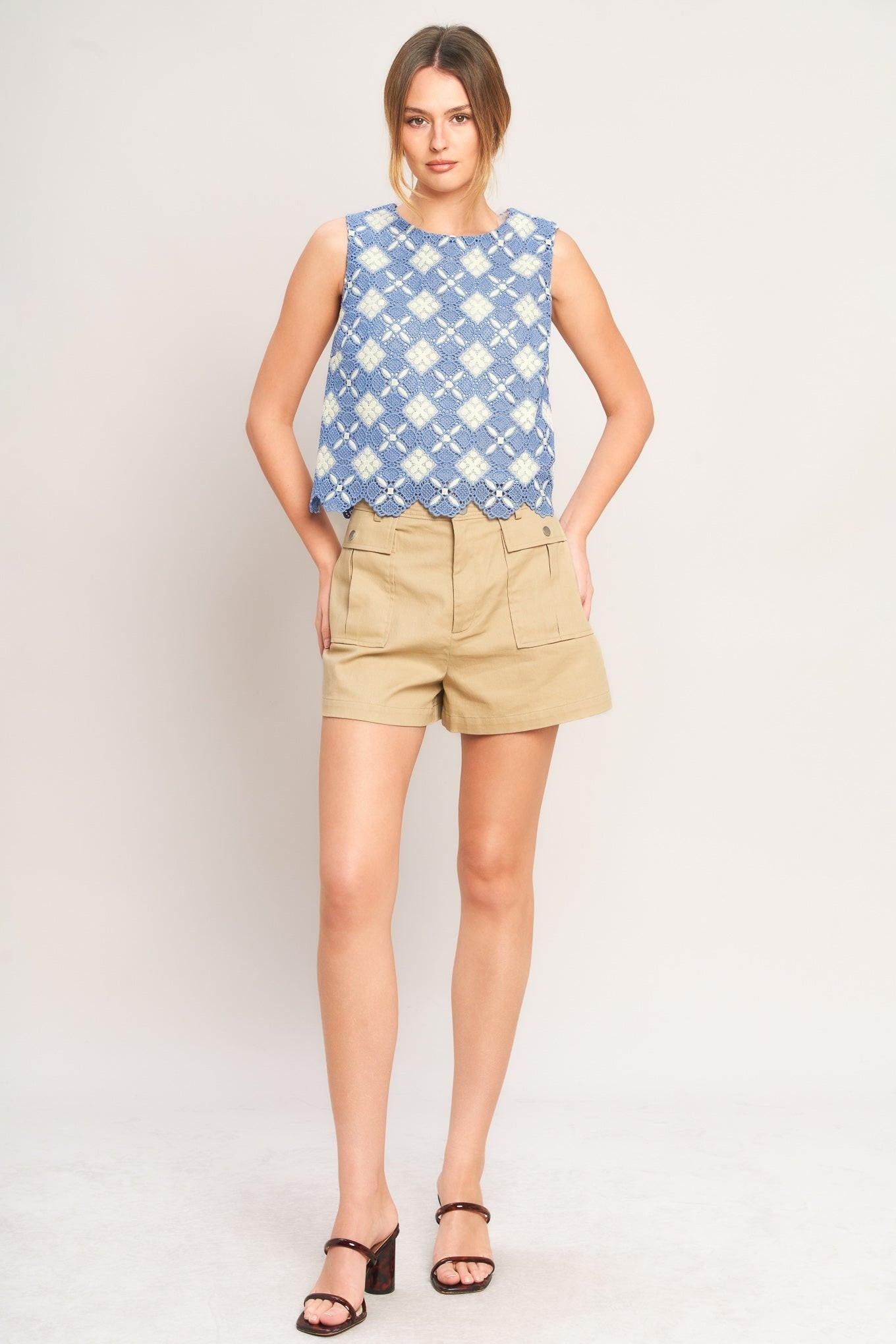 COASTAL WOVEN LACE TOP - Glamourous Grace