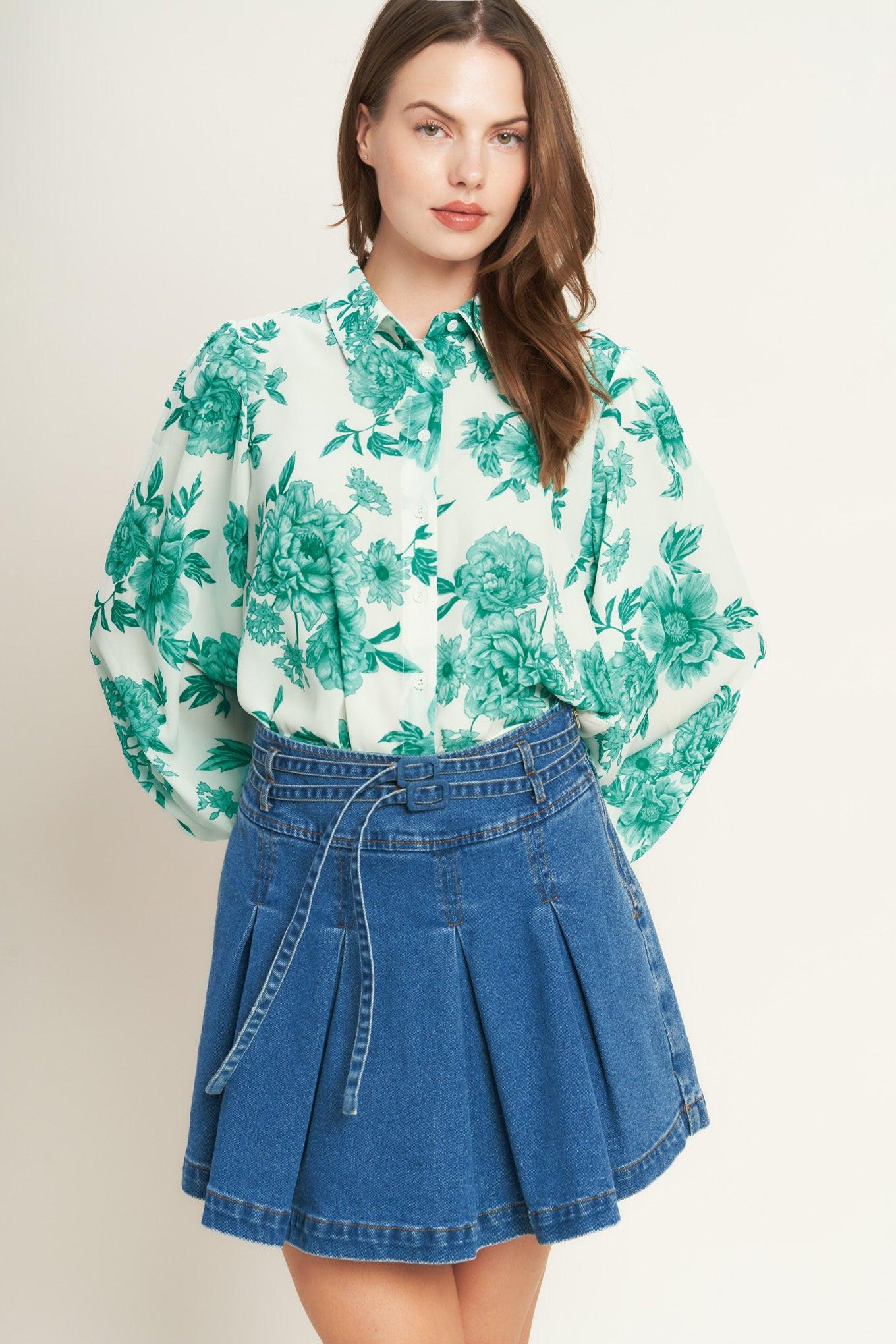 BOTANICAL POP WOVEN TOP - Glamourous Grace