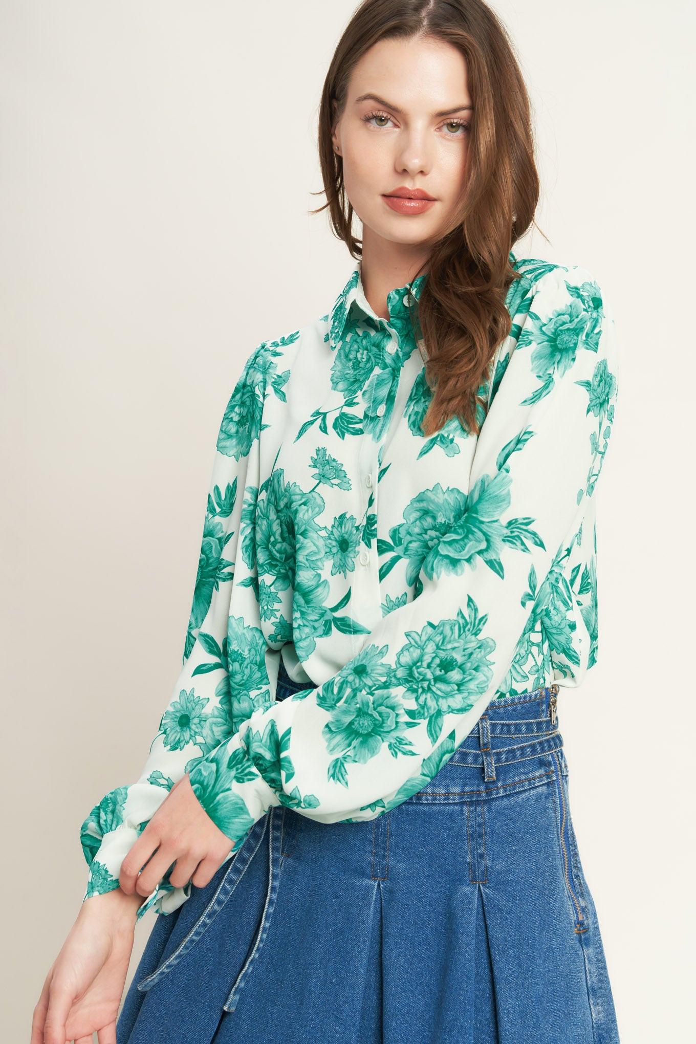BOTANICAL POP WOVEN TOP - Glamourous Grace
