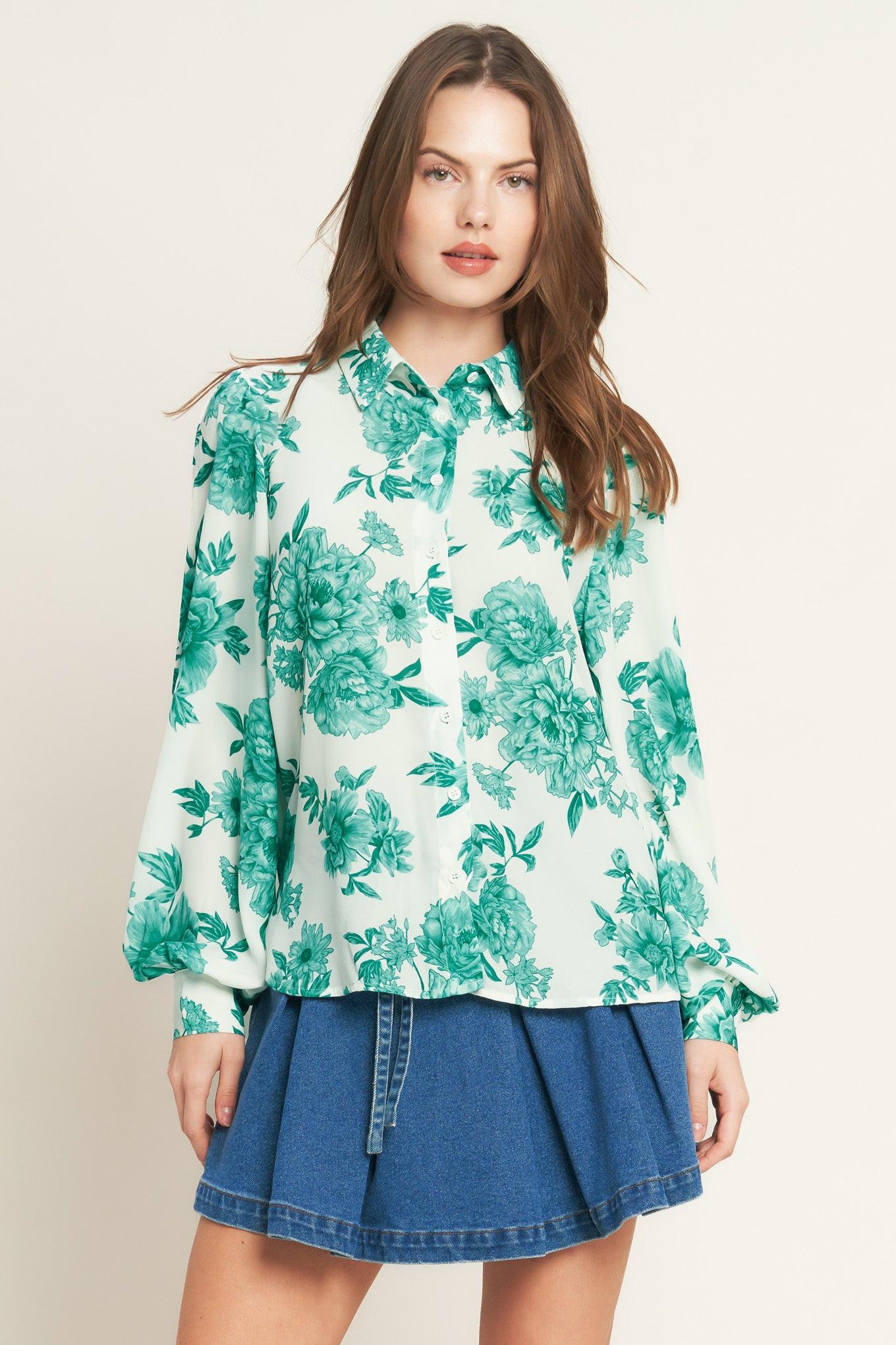 BOTANICAL POP WOVEN TOP - Glamourous Grace