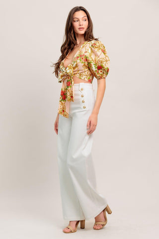 PALACE ROSE STATEMENT WOVEN CROP TOP - Glamourous Grace