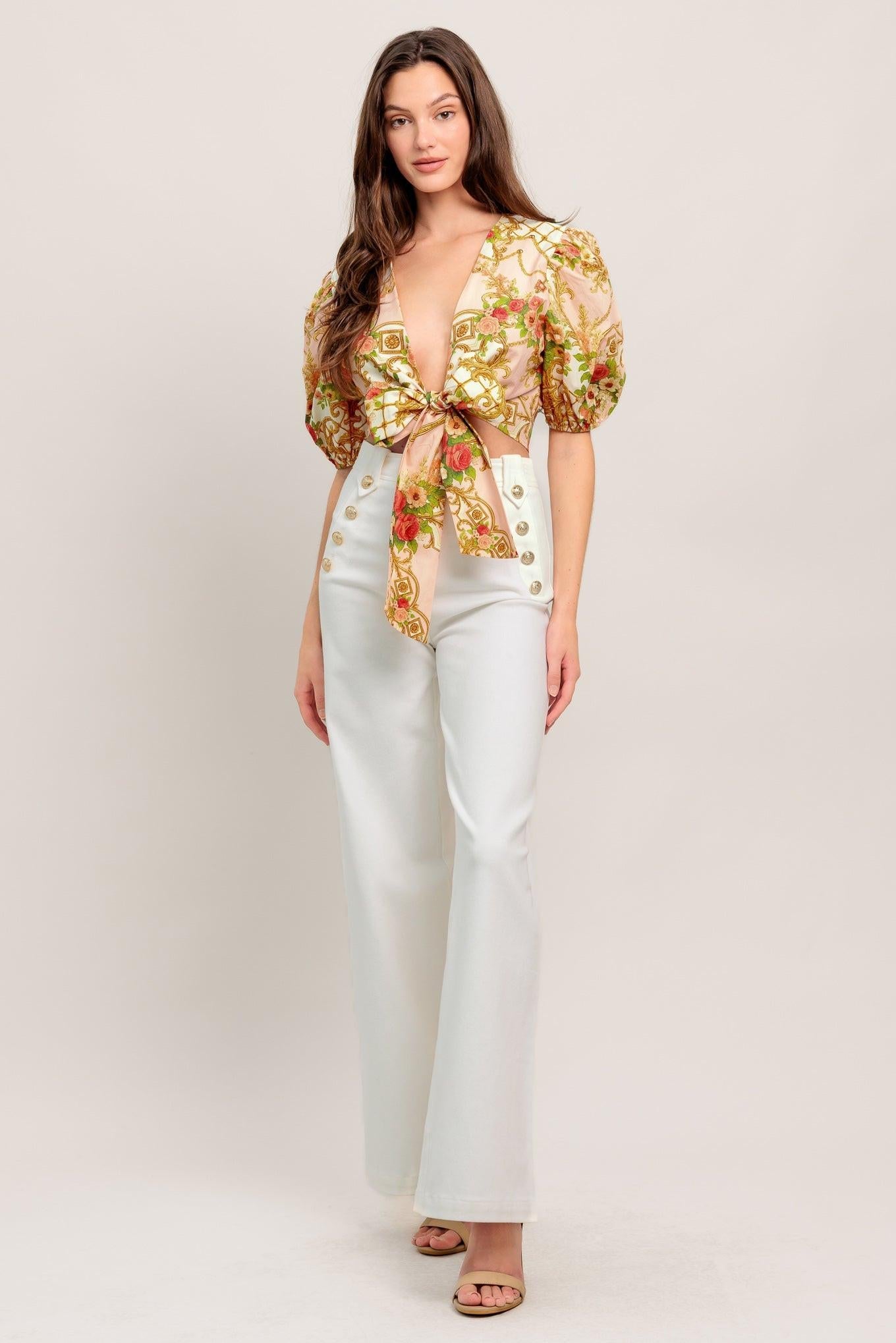 PALACE ROSE STATEMENT WOVEN CROP TOP - Glamourous Grace