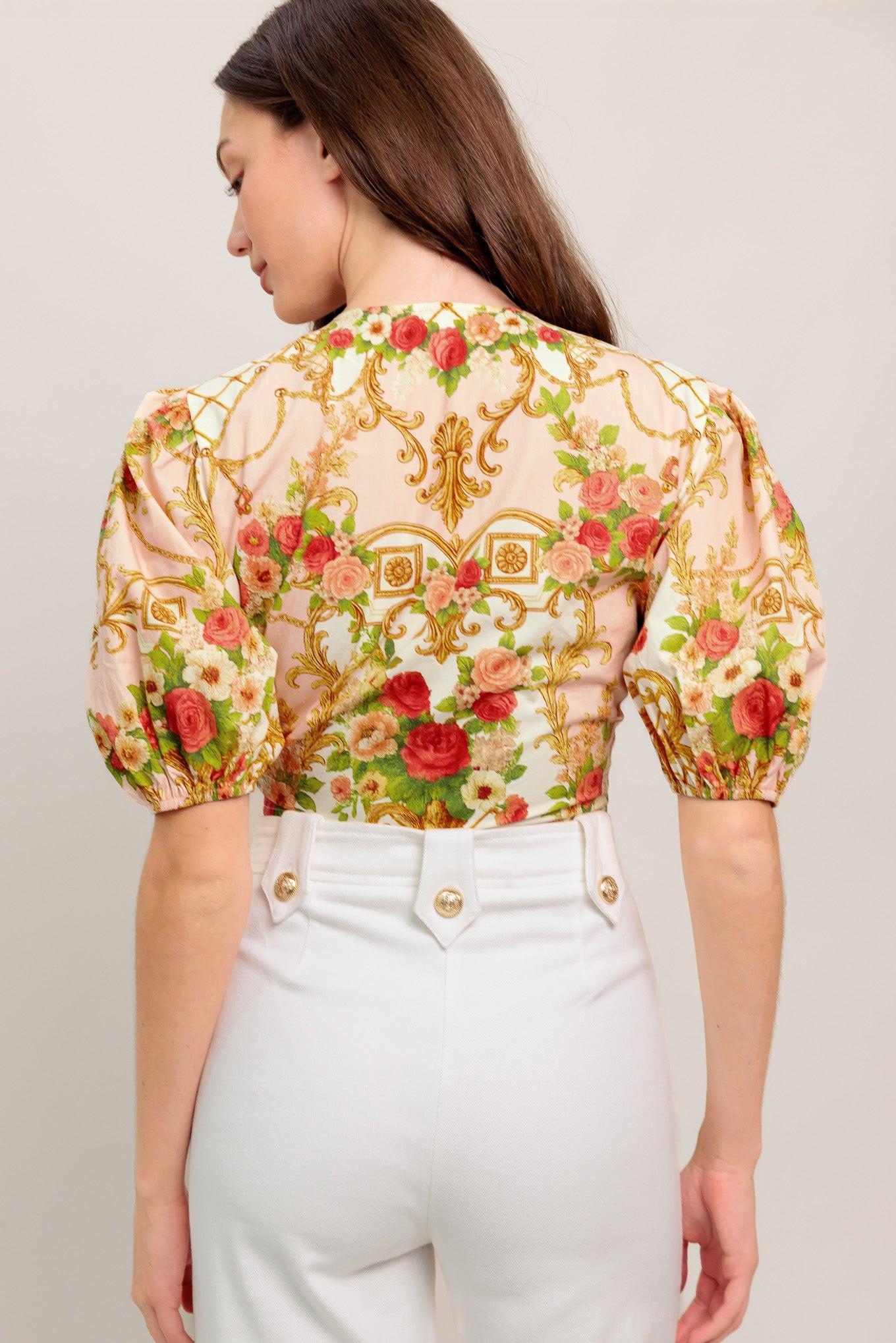 PALACE ROSE STATEMENT WOVEN CROP TOP - Glamourous Grace