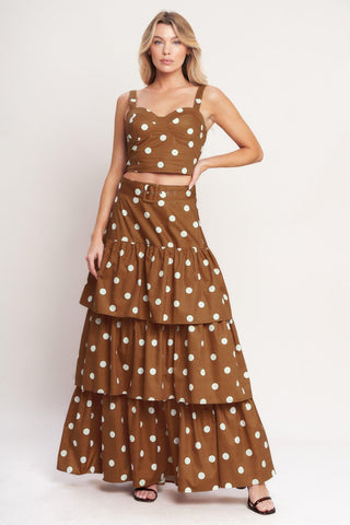 BROWN SUGAR DOT WOVEN BUSTIER TOP - Glamourous Grace