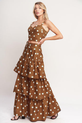 BROWN SUGAR DOT WOVEN BUSTIER TOP - Glamourous Grace