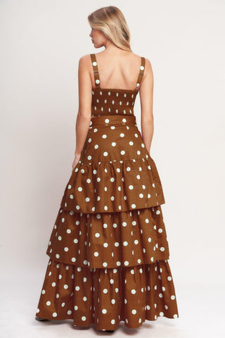 BROWN SUGAR DOT WOVEN BUSTIER TOP - Glamourous Grace