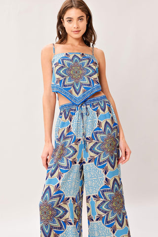 AZURE MANDALA WOVEN SCARF TOP AND PANT SET - Glamourous Grace