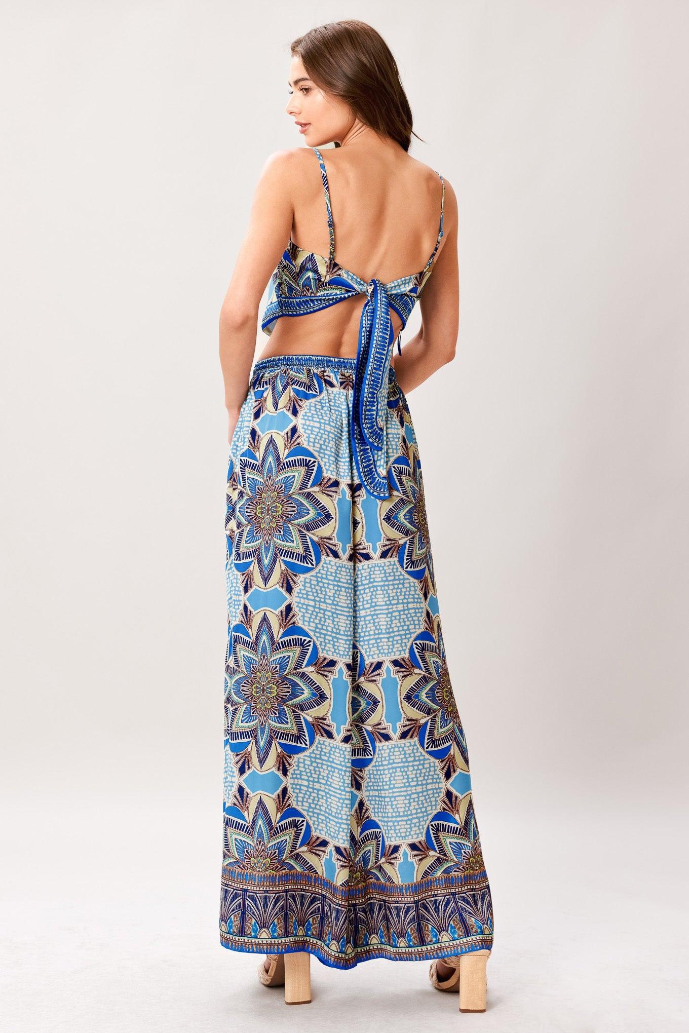 AZURE MANDALA WOVEN SCARF TOP AND PANT SET - Glamourous Grace