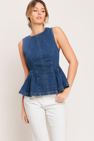 MODERN FLOUNCE DENIM TOP - Glamourous Grace