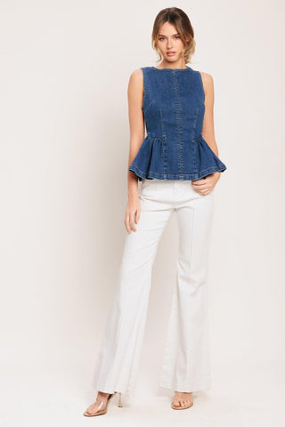 MODERN FLOUNCE DENIM TOP - Glamourous Grace