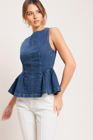MODERN FLOUNCE DENIM TOP - Glamourous Grace