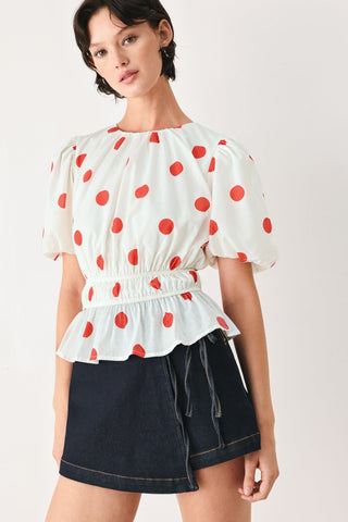 CHERRY KISS POLKA DOT WOVEN TOP - Glamourous Grace