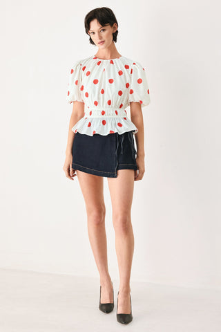 CHERRY KISS POLKA DOT WOVEN TOP - Glamourous Grace