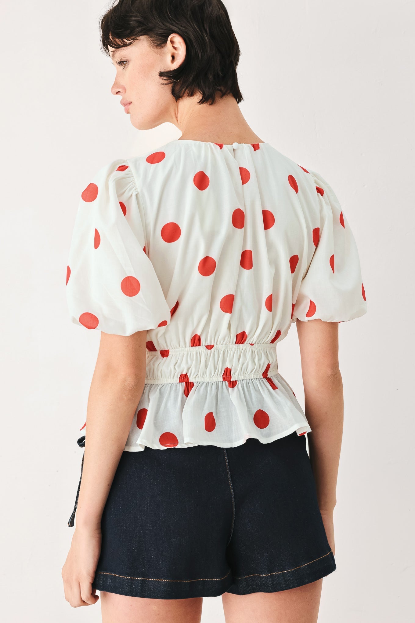 CHERRY KISS POLKA DOT WOVEN TOP - Glamourous Grace
