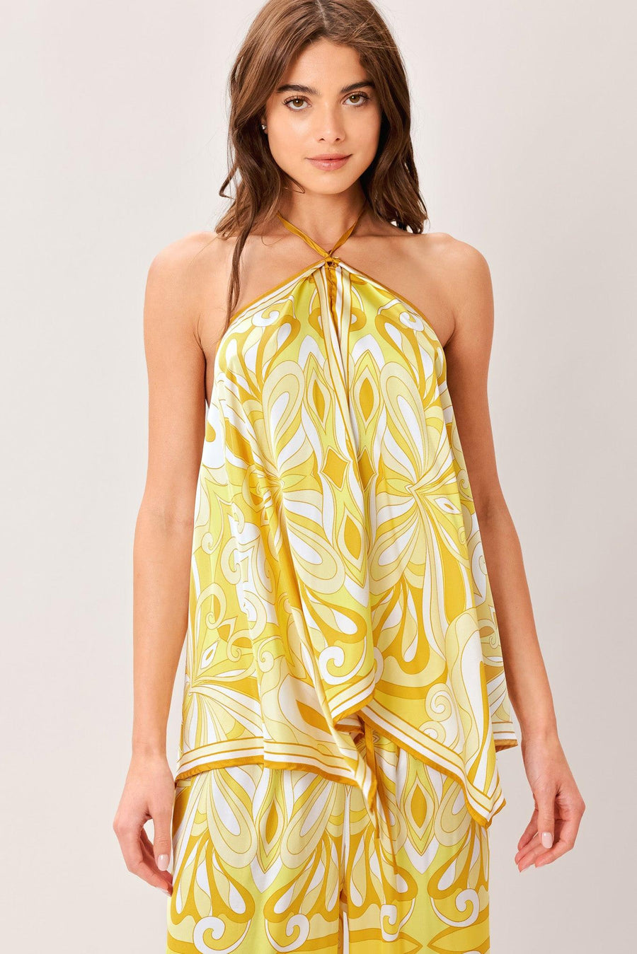 GOLDEN SWIRL WOVEN HANKY TOP - Glamourous Grace
