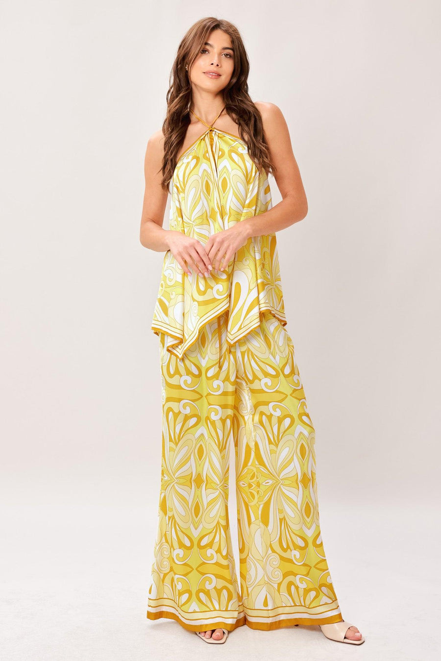 GOLDEN SWIRL WOVEN HANKY TOP - Glamourous Grace
