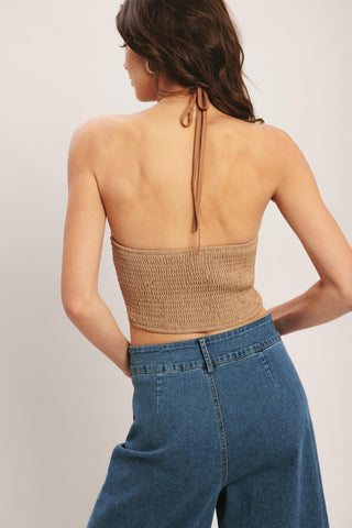 CARAMEL COAST WOVEN CROP TOP