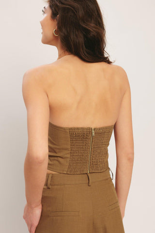 UMBER FLOW WOVEN HALTER TOP - Glamourous Grace