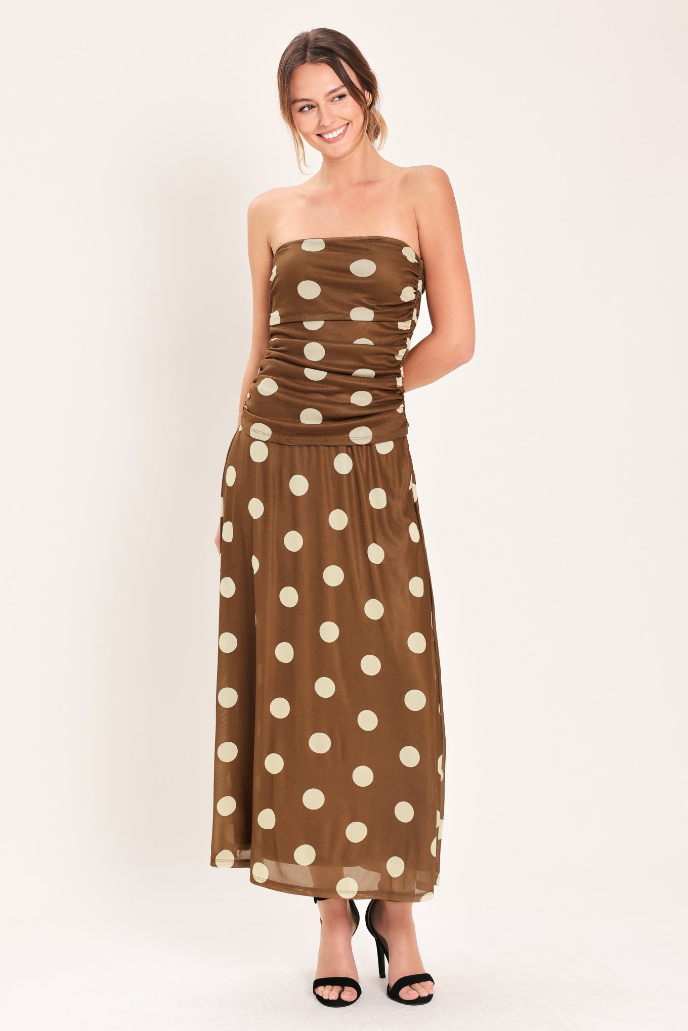FRENCH GIRL POLKA DOT POWER MESH TUBE TOP - Glamourous Grace