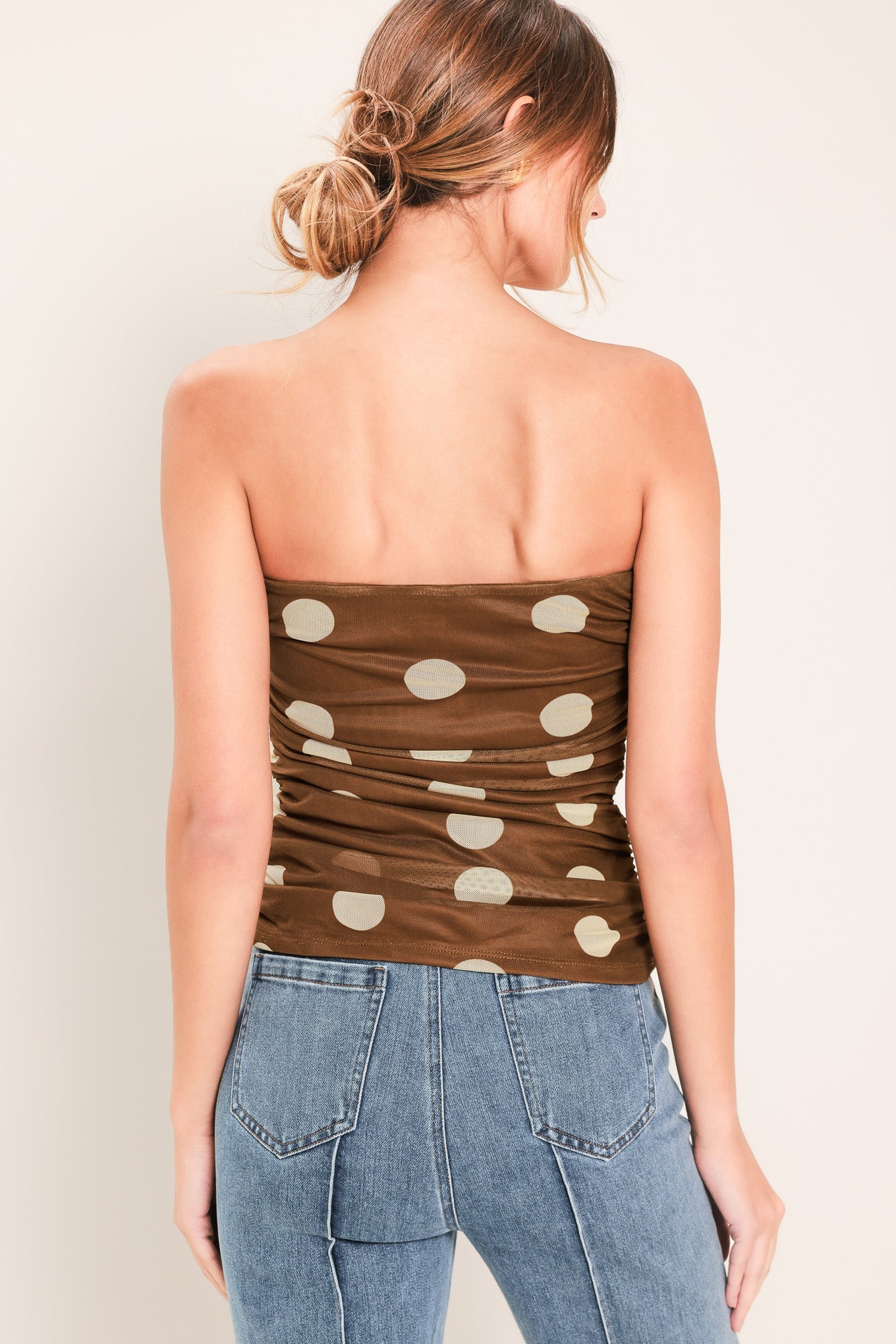 FRENCH GIRL POLKA DOT POWER MESH TUBE TOP - Glamourous Grace