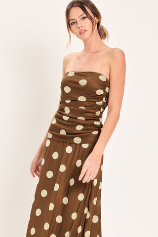 FRENCH GIRL POLKA DOT POWER MESH TUBE TOP - Glamourous Grace