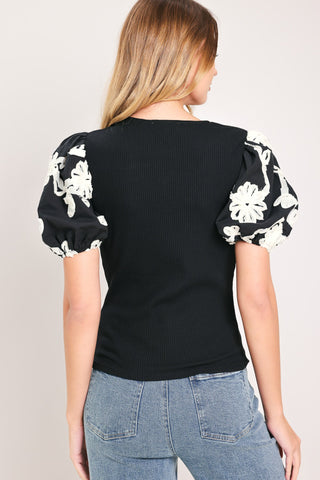 BLACK BLOOM KNIT TOP - Glamourous Grace