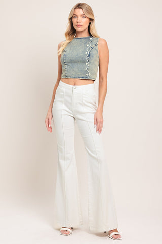 SWEET DETAIL DENIM CROP TOP - Glamourous Grace