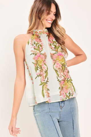 BOTANICAL ESCAPE WOVEN HALTER TOP - Glamourous Grace