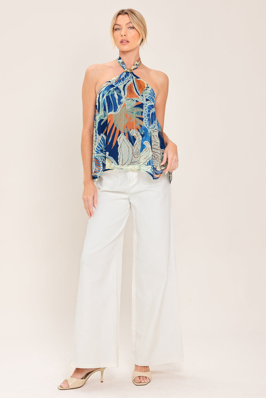 BLUE LAGOON WOVEN HALTER TOP - Glamourous Grace