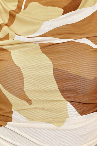 TOFFEE TROPICS WOVEN POWER MESH TOP
