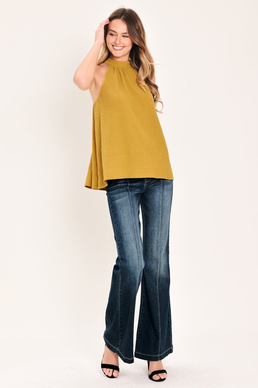 GOLDEN STATE OF MIND WOVEN HALTER TOP - Glamourous Grace