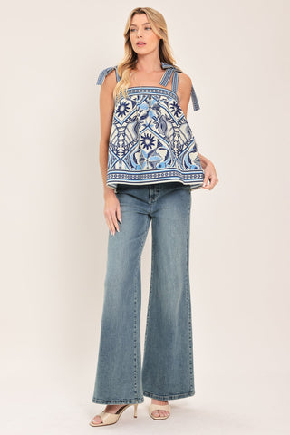 CAPRI COAST TIE-STRAP WOVEN TOP - Glamourous Grace