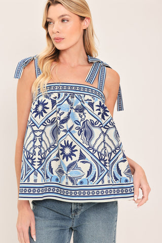 CAPRI COAST TIE-STRAP WOVEN TOP - Glamourous Grace